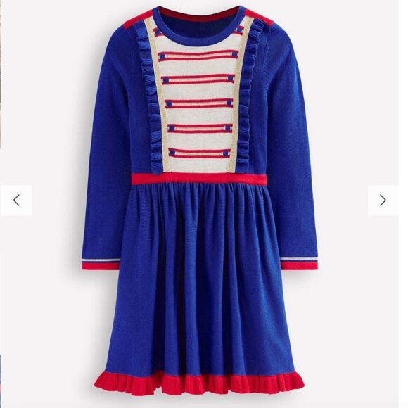Mini Boden blue and Red Nutcracker Sweater Dress NWT size 3-4 years - Picture 1 of 14